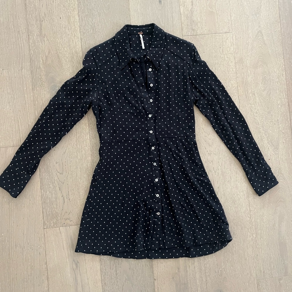 Free People Black Polka Dot Mini Dress